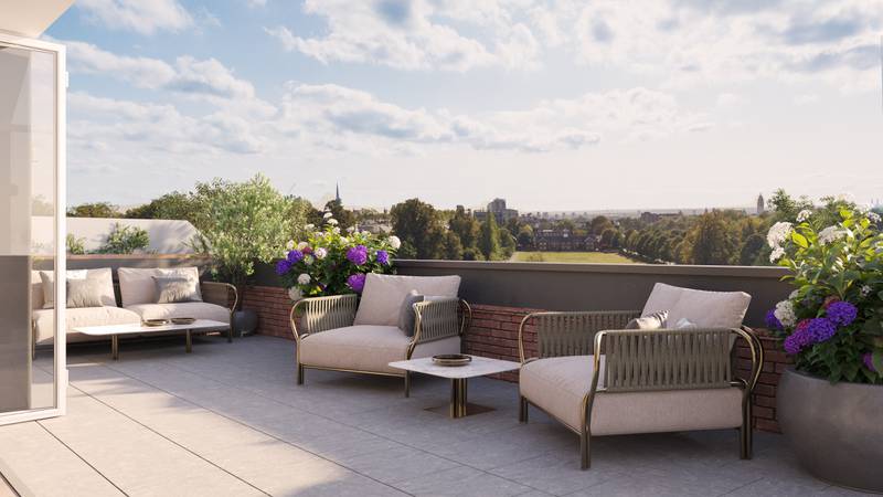 An Elie Saab Residences terrace with views over London. Photo: Calvermont
