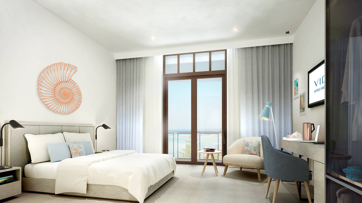 A deluxe room at the Vida Beach Resort, Umm Al Quwain. Photo: Vida Hotels and Resorts
