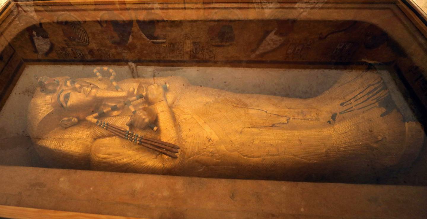 FILE PHOTO: The sarcophagus of boy pharaoh King Tutankhamun is on display in his newly renovated tomb in the Valley of the Kings in Luxor, Egypt January 31, 2019. REUTERS/Mohamed Abd El Ghany/File Photo