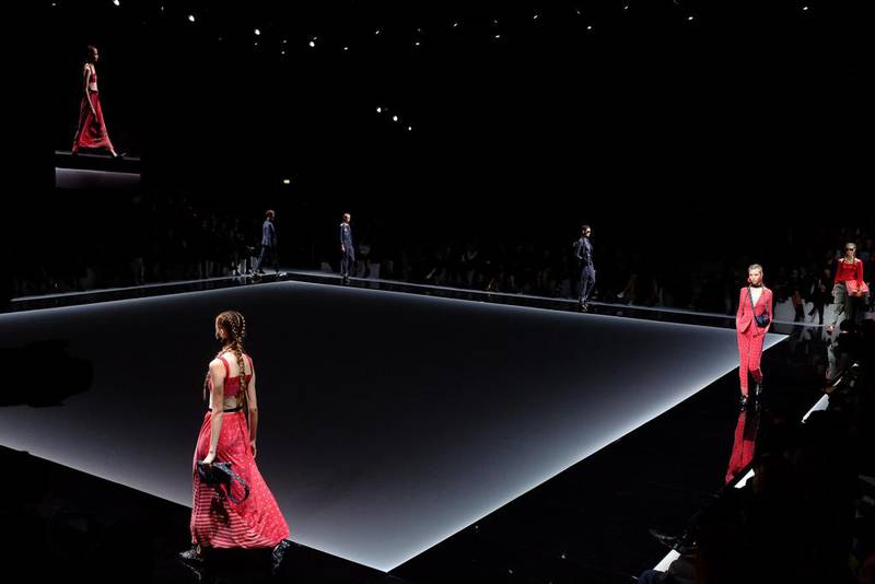 Models walk the runway during the Emporio Armani show as part of the Paris Fashion Week Womenswear Spring/Summer 2017 in Paris. Vittorio Zunino Celotto / Getty Images