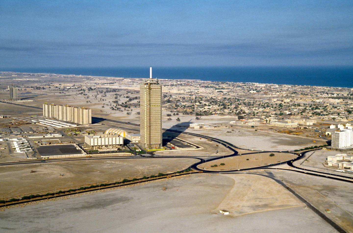 BDPBDC Dubai UAE Aerial Of The Trade Centre And Sheikh Zayed Road In 1978. Image shot 1978. Exact date unknown.