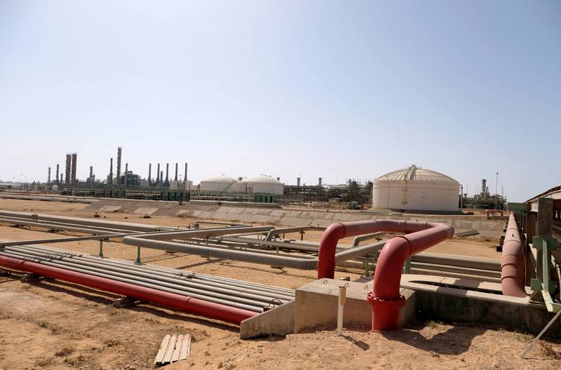 An oil and gas company in Ras Lanuf, Libya. Hydrocarbon production in Libya is forecast to grow by about 15 per cent in 2023, the IMF said. Reuters