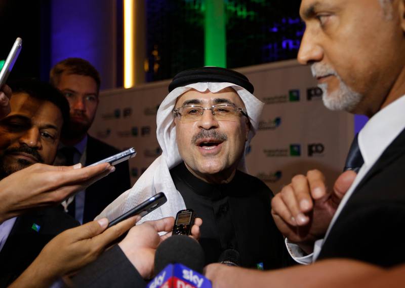 Saudi Arabia's state-owned oil company Aramco CEO Amin Al Nasser, talks to reporters. AP Photo