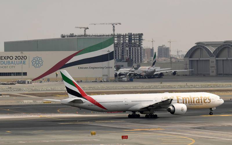 Emirates' aircrafts are pictured grounded at Dubai international Airport in Dubai after Emirates suspended all passenger operations. AFP