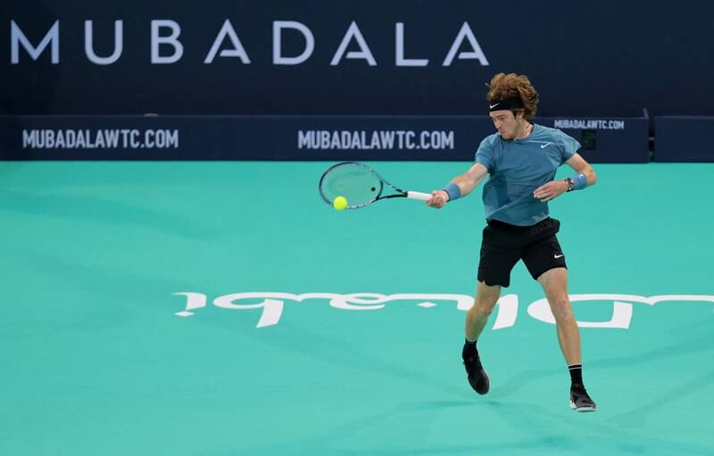 Andrey Rublev in action during his semi final match against Denis Shapovalov. Reuters