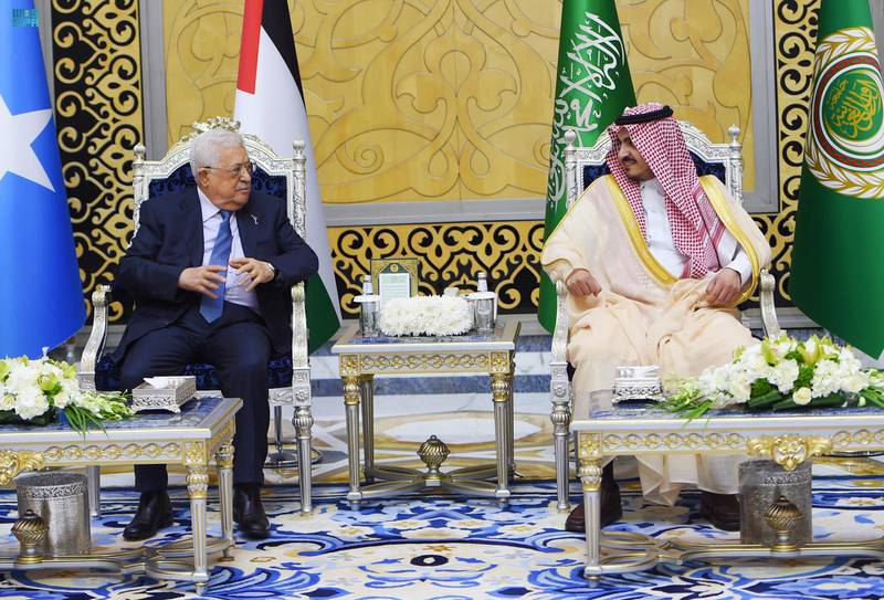 Prince Badr meets Mr Abbas in the Saudi port city. AFP