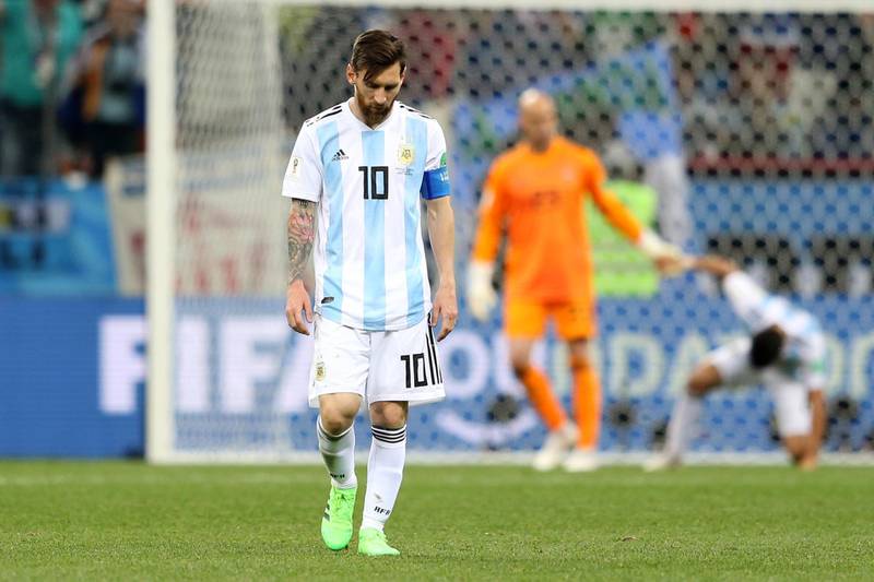 Lionel Messi looks dejected after Argentina's loss to Croatia. Gabriel Rossi / Getty Images