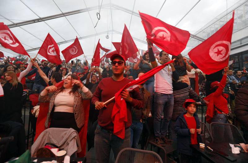 Tunisia supporters cheer during the match. Reuters
