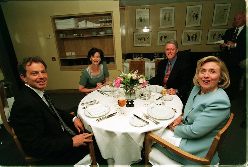 Bill Clinton and his wife Hillary ended their 1997 European tour with a hastily-booked dinner with the Blairs at Le Pont de la Tour restaurant in London. PA