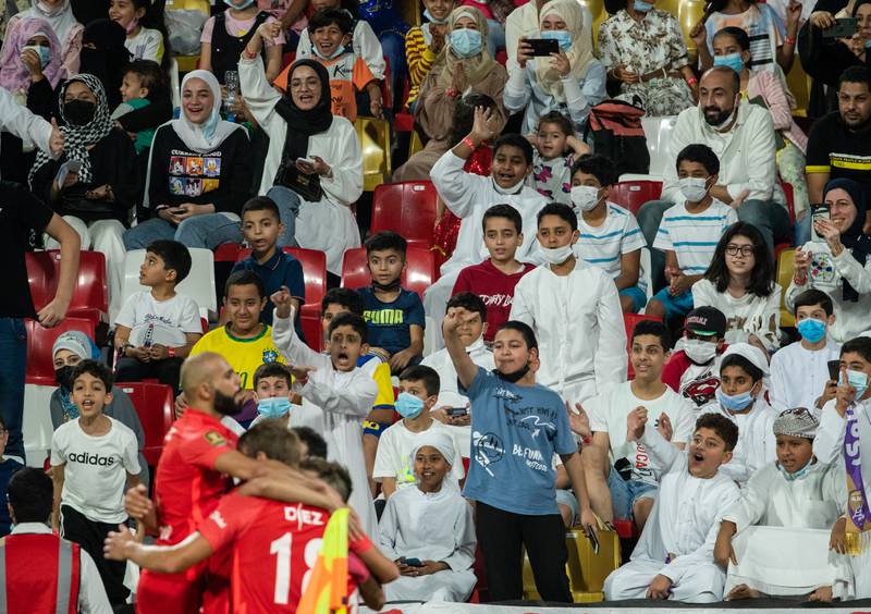 Federico Cartabia of Shabab Al Ahli celebrates after scoring. 