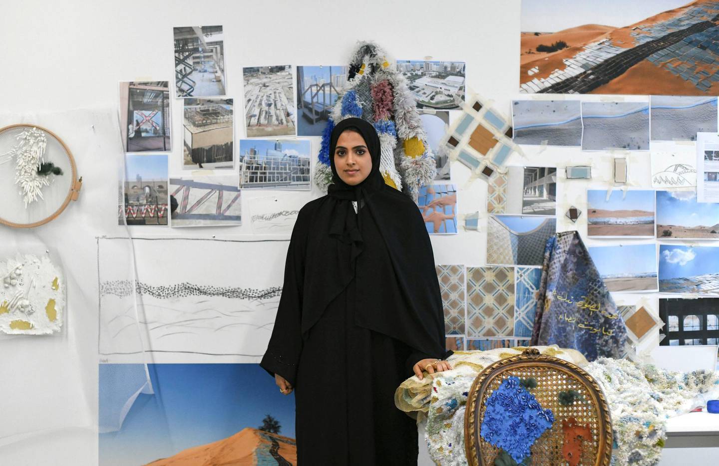 Abu Dhabi, United Arab Emirates - Ayesha Hadhir and her work at the Cultural Foundation. Khushnum Bhandari for The National

