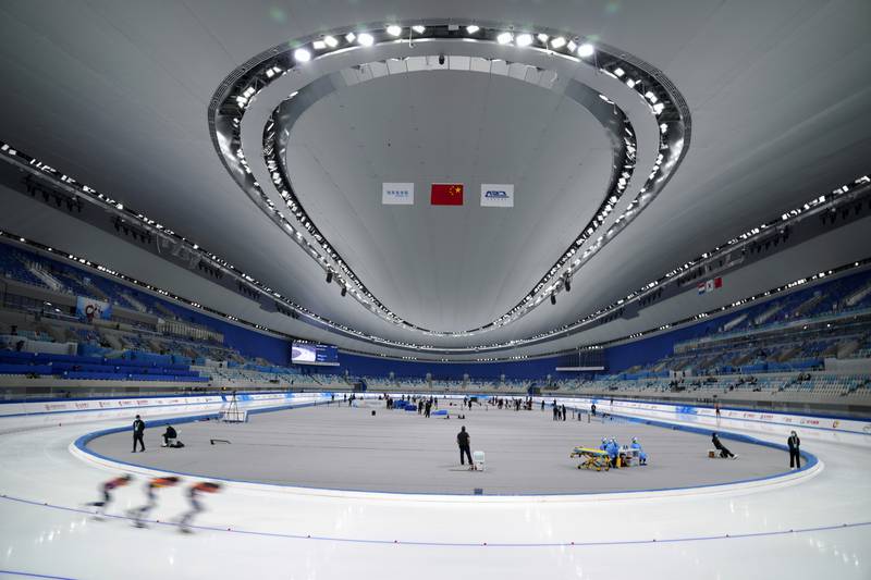 The National Speed Skating Oval in Beijing will host speed skating competition. AP