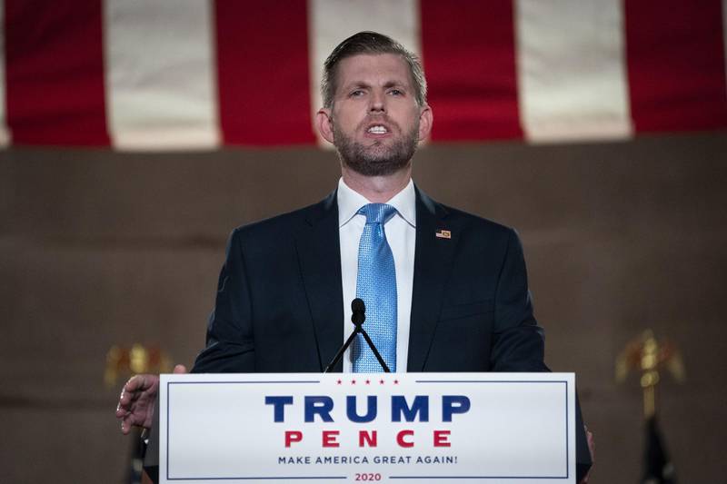Eric Trump, executive vice president of Trump Organization Inc., speaks during the Republican National Convention. Bloomberg