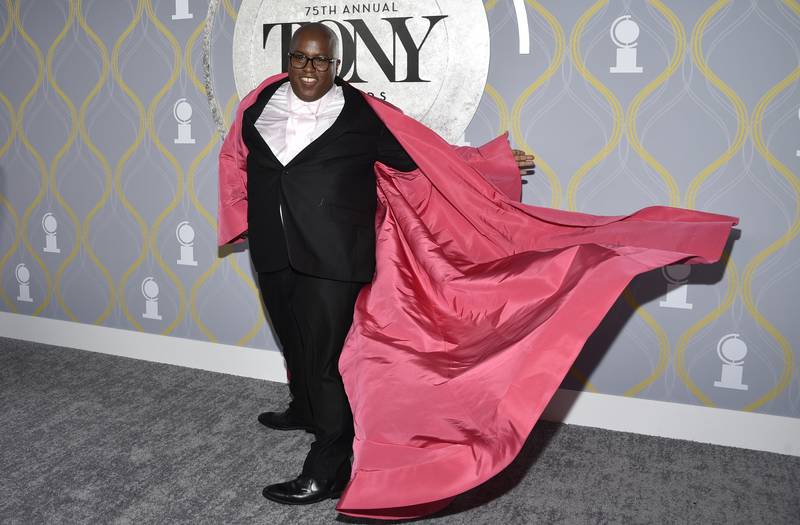 US playwright Michael R Jackson sports a billowing pink cape. Invision / AP