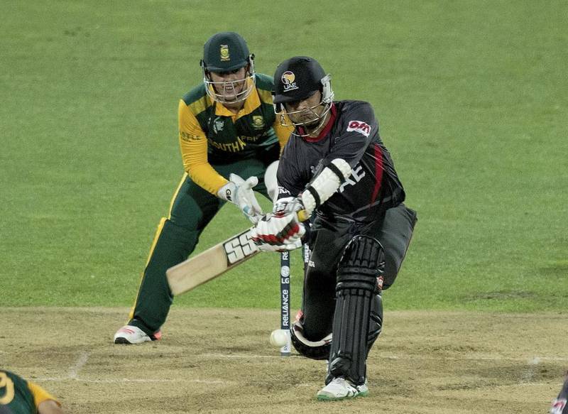 UAE batsman Shaiman Anwar twice topped the leading run-scorer table at the 2015 Cricket World Cup. Marty Melville / AFP