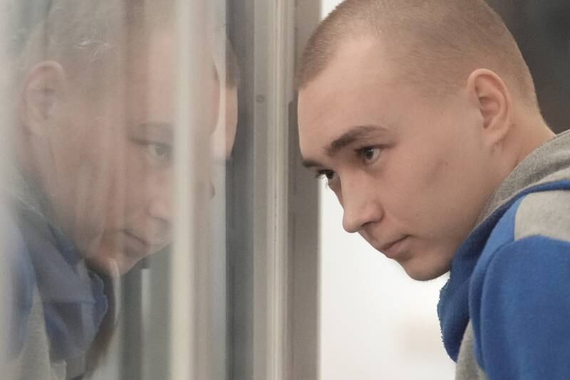 Sgt. Vadim Shishimarin of the Russian army appears at a sentencing hearing on May 23, 2022 in Kyiv, Ukraine. Getty