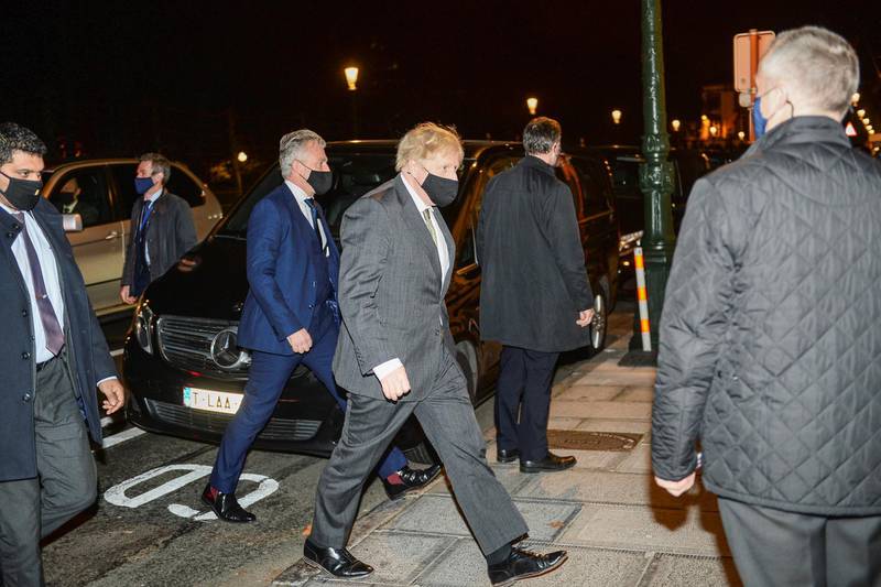 Boris Johnson arrives at the British embassy residence in Brussels. Reuters