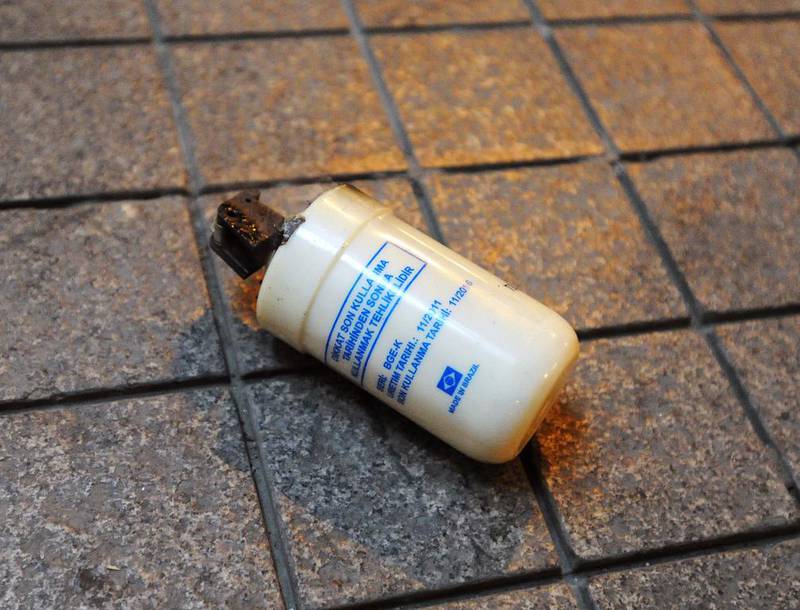 Tear gas canister deployed by police against demonstrators near Taksim Square, July 2013. Scott Peterson / Getty Images.