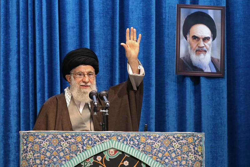 Iran's Supreme Leader Ayatollah Ali Khamenei greets the crowds during Friday prayers in the capital Tehran. AFP