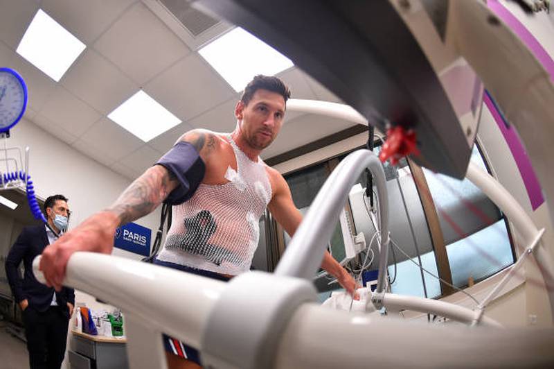 Lionel Messi undergoes his medical tests.