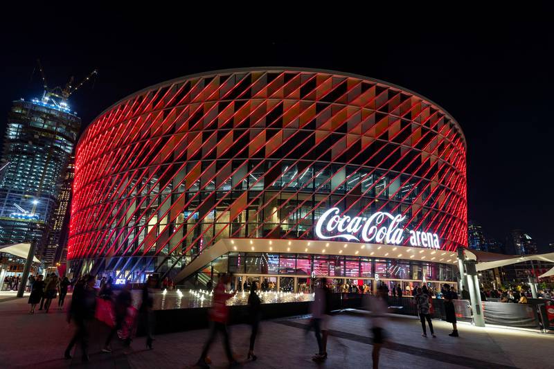 Dubai, United Arab Emirates - Reporter: Saeed Saeed: Fans outside the Coca Cola Arena before the concert by Latin superstar Maluma. Friday, February 14th, 2020. Coca Cola Arena, Dubai. Chris Whiteoak / The National