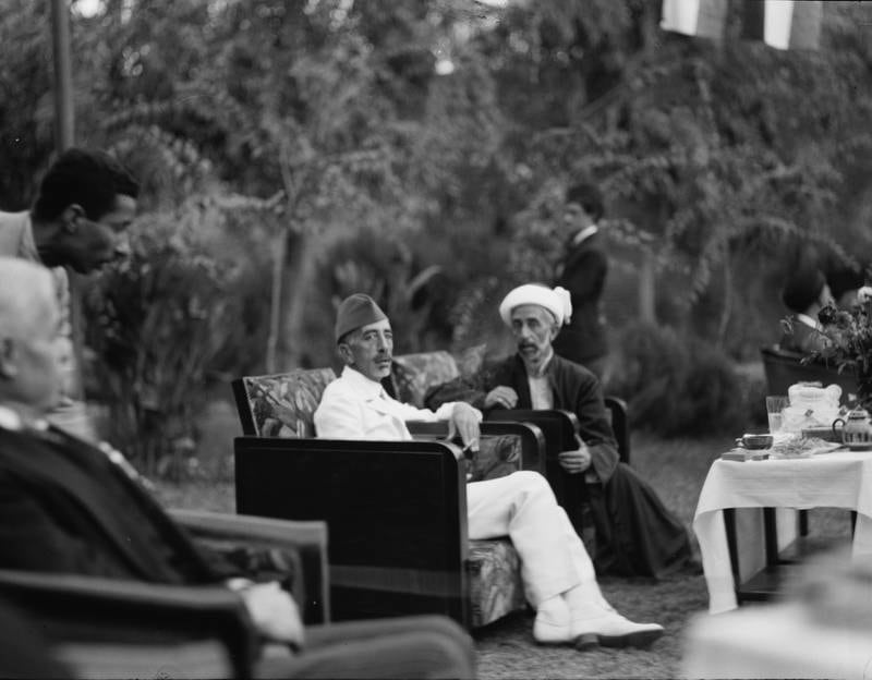 King Faisal I of Iraq (L) with his brother Emir Abdullah of Transjordan, at the palace in Baghdad, on October 6, 1932. Library of Congress