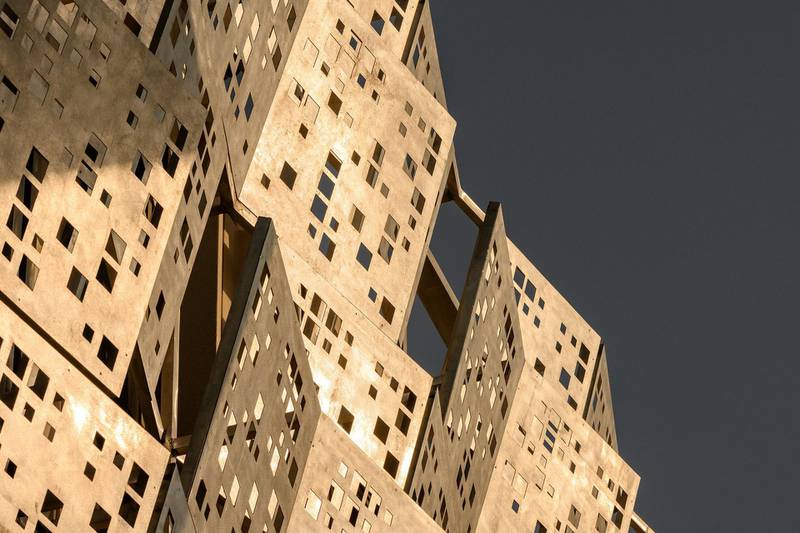 A decorative facade of a building in the Opportunity District of the sprawling Expo 2020 site