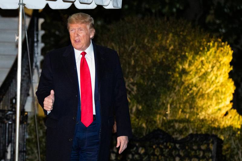 President Donald Trump gestures as he leaves the White House, Monday, Jan. 20, 2020, in Washington to attend the annual economic forum in Davos, Switzerland. (AP Photo/Manuel Balce Ceneta)