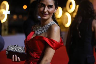 Tunisian actress Fatma Nasser wore a dress by Antoine Kareh, but the real star of the show is her Azza Fahmy necklace. (Egyptian jewelry designer Azza Fahmy has been honing her craft since 1969.) Photo / AFP