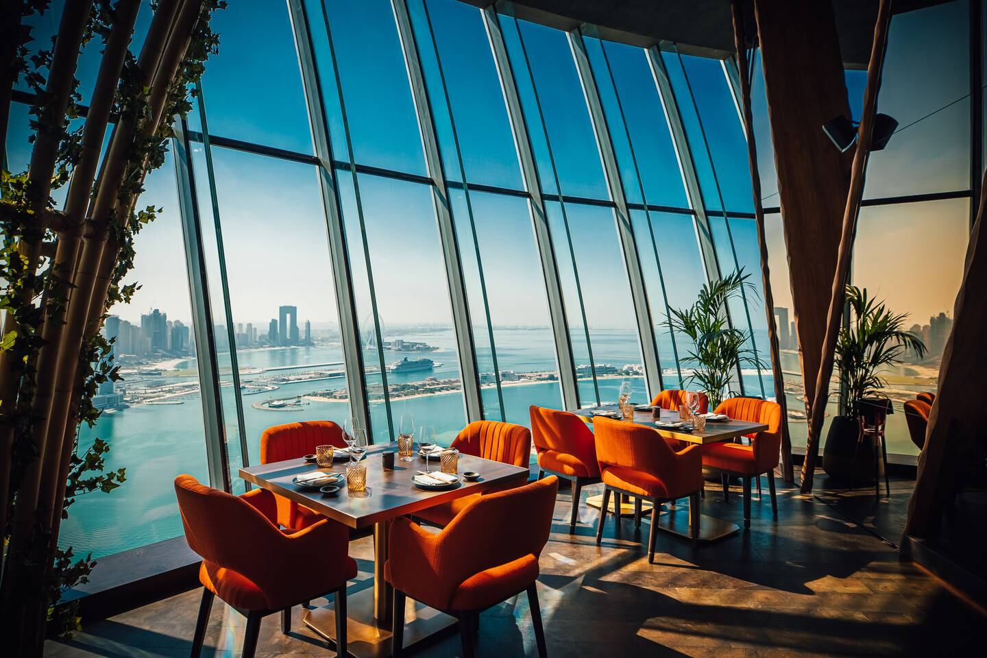 The floor-to-ceiling glass windows that wrap around the entirety of the restaurant offer great views of the city. Photo: SushiSamba
