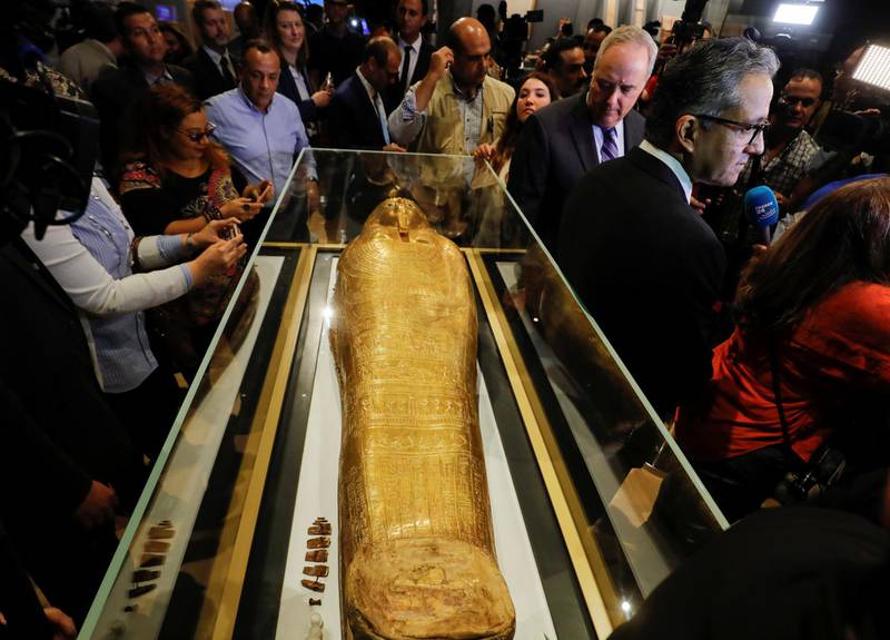 Thomas Goldberger looks at thecoffin. Reuters
