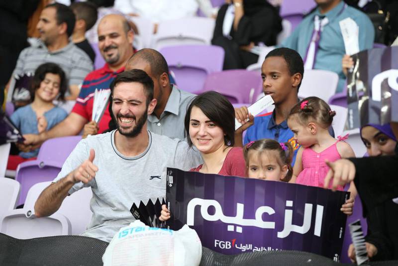 Al Ain drew with Sharjah at Hazza bin Zayed Stadium in Al Ain, but that did not stop the celebration of the team’s AGL title. Anas Kanni / Al Ittihad