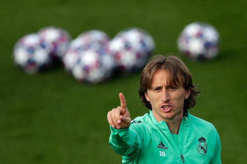 Luka Modric during the training session. AP