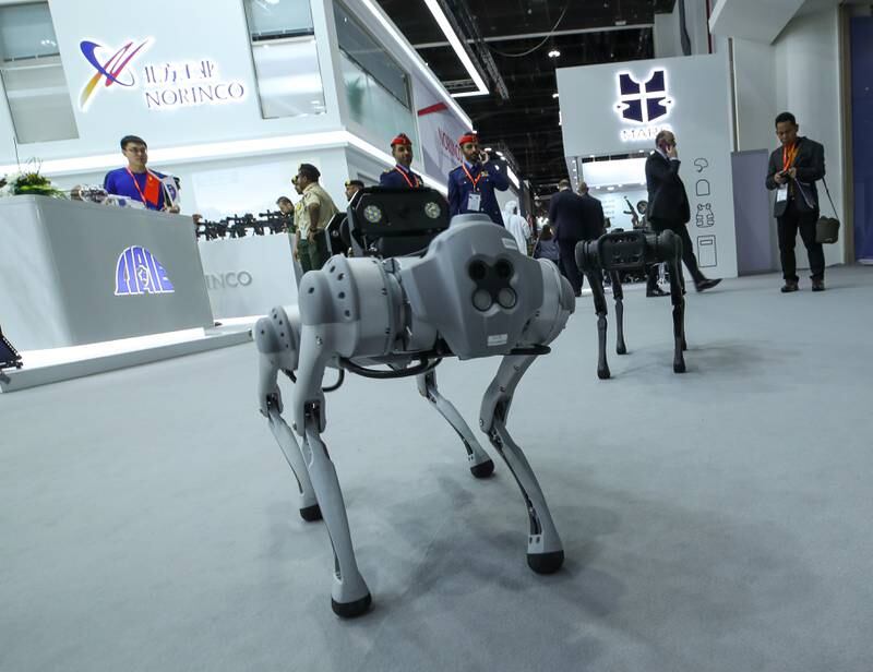 A tactical robot dog displayed by CJAIE