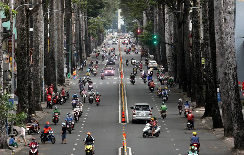 A view shows light traffic on a street in Ho Chi Minh city amid the Covid-19 outbreak. Reuters  / Stringer