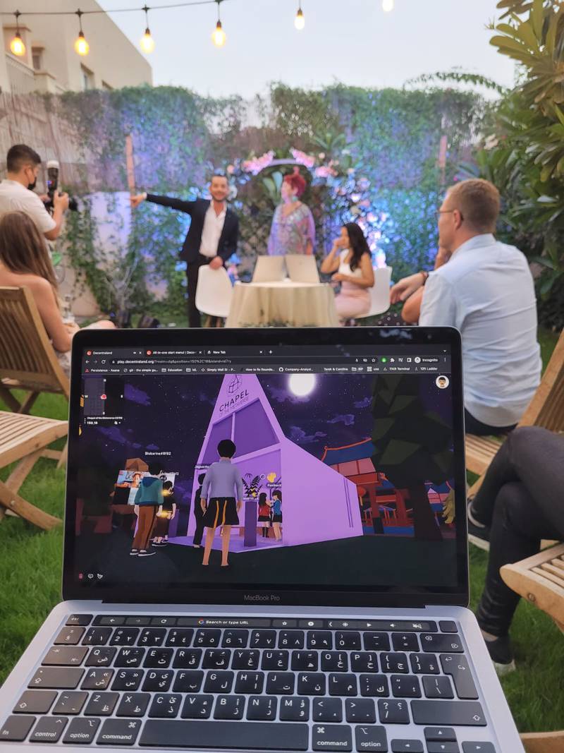 The ceremony took place simultaneously in the metaverse, over Zoom and in a villa in The Springs community in Dubai. Photo: Easy Wedding