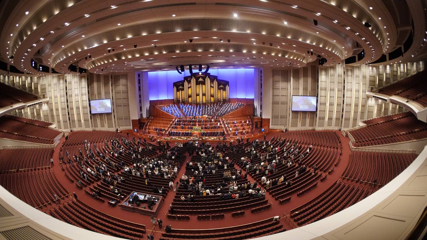 People attend The Church of Jesus Christ of Latter-day Saints' twice-annual church conference in October, 2021 in Salt Lake City. The well-funded Utah-based faith has 16 million members worldwide. AP photo