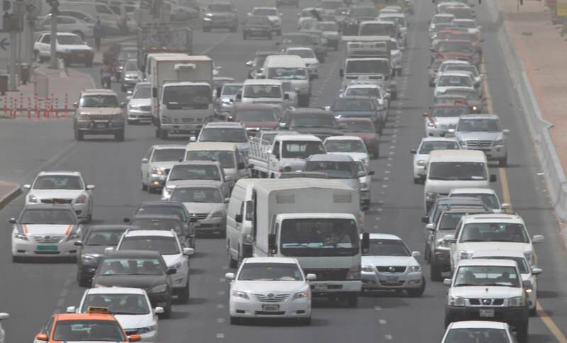 Sharjah, March 19, 2012 - Traffic on Al Ittihad Road in Sharjah City, Sharjah, January 30, 2012. (Jeff Topping/The National) 