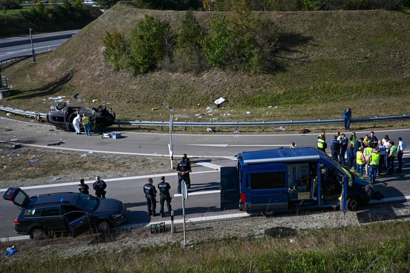 Police said the driver of the suspected smuggling van was among those injured in the crash, east of Munich. AFP 