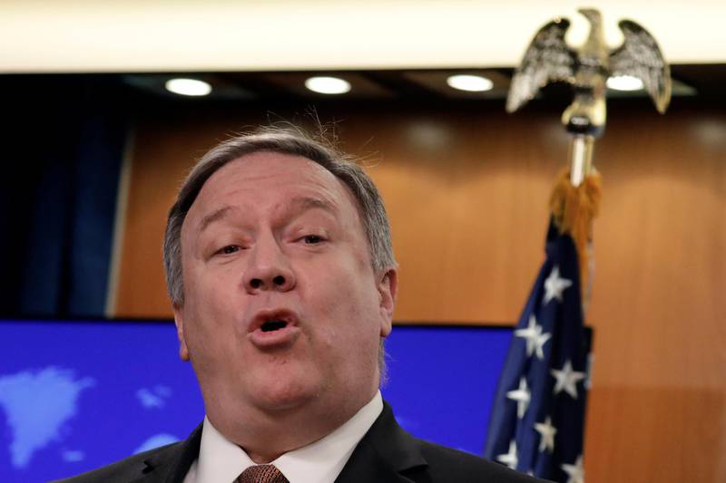U.S. Secretary of State Mike Pompeo speaks during a news conference at the State Department in Washington, U.S., March 15, 2019. REUTERS/Yuri Gripas