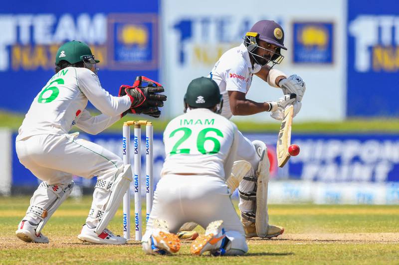 Oshada Fernando scored a fighting fifty at Galle. AFP