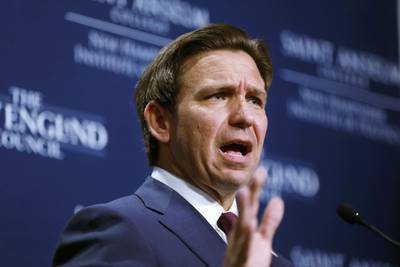 Florida Governor Ron DeSantis at a New Hampshire event this month. AP