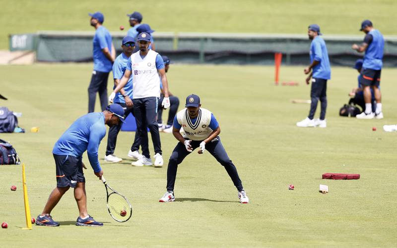 Indian players practice catching ahead of their first Test against South Africa in Centurion. AP