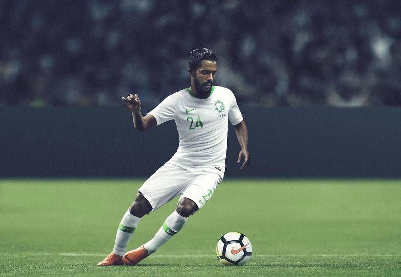 13 Saudi Arabia ||
The look: Saudi Arabia are making a name for themselves as smooth operators. See the playful way they whittled their squad down to the required 23. The kit, plain white, with neon green trim ticks all the boxes. ||
Would I wear it? Yes ||
Photo Courtesy Nike