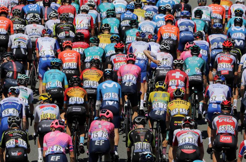 Riders before the start of Stage 2 at the Tour de France on Sunday, August 30. Reuters