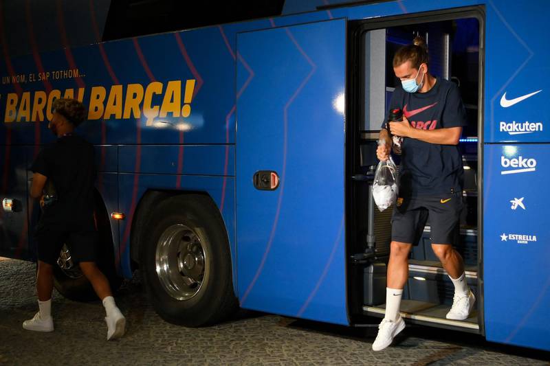 Barcelona's French forward Antoine Griezmann arrives at the team's hotel. AFP
