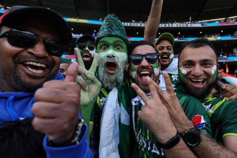 Pakistan fans cheer their team on against India in Melbourne. AFP