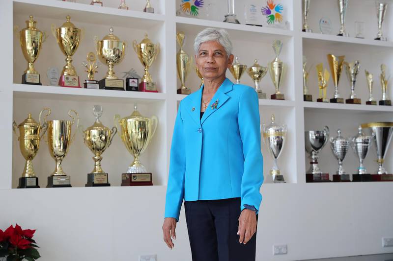 DUBAI, UNITED ARAB EMIRATES, December 8 – Celine Riberio, head of policy and compliance at the Gems Modern Academy Nad Al Sheba 3 in Dubai. She is from India and retiring this week after 34 years of service. (Pawan Singh / The National) For News/Online. Story by Anam