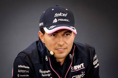 epa08575290 (FILE) Mexican Formula One driver Sergio Perez of Racing Point reacts during a press conference at the Spa-Francorchamps race track near Francorchamps, Belgium, 29 August 2019, re-issued 30 July. As announced by the FIA and Formula 1, Perez has been tested positive for the coronavirus and will therefore not be able to participate in the Silverstone Grand Prix on 02 July. Perez has gone into self quarantine according to the instructions of the relevant health authorities.  EPA/VALDRIN XHEMAJ *** Local Caption *** 55425112