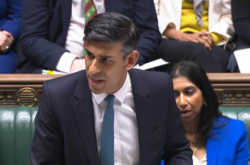 Prime Minister Rishi Sunak speaks during Prime Minister's Questions in the House of Commons. PA